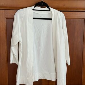 E.L.I. 100% Pima Cotton Stretch White Open Front Luxe Cardigan Women's Small EUC